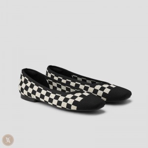 Ploché Topánky VIVAIA Square-Toe V-Cut Margot 2.0 Damske Checker | TNM-0716
