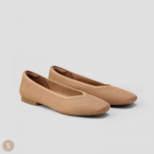 Ploché Topánky VIVAIA Square-Toe V-Cut Margot 2.0 Damske Nutmeg | COX-3647