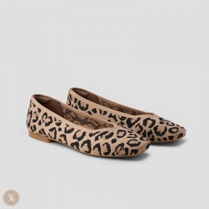 Ploché Topánky VIVAIA Square-Toe V-Cut Margot 2.0 Damske Tmavo Leopardie | YBX-4828