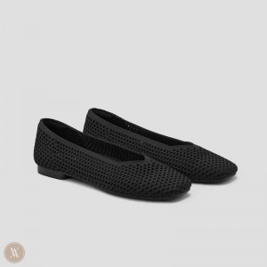 Ploché Topánky VIVAIA Square-Toe V-Cut Mesh Margot 2.0 Damske Čierne | DYF-4960