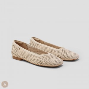 Ploché Topánky VIVAIA Square-Toe V-Cut Mesh Margot 2.0 Damske Almond Mesh | REV-4145