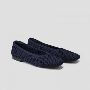 Ploché Topánky VIVAIA Square-Toe V-Cut Mesh Margot 2.0 Damske Námornícka Modrá | NYR-2763