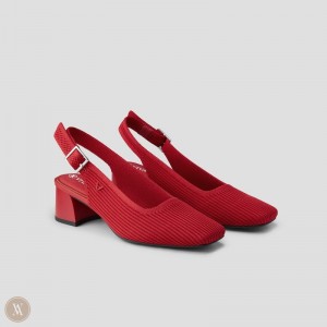 Podpätky VIVAIA Square Toe Block Melody Slingback Damske Červené | FMI-4571