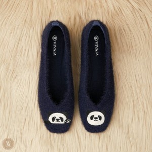 Ploché Topánky VIVAIA Squared-Toe Faux Mink-Knit Margot Damske Námornícka Modrá | ILH-0926