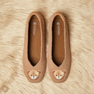 Ploché Topánky VIVAIA Squared-Toe Terry Knit Margot Damske Nutmeg - Bear | IVD-2824