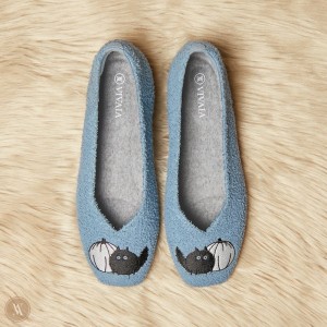 Ploché Topánky VIVAIA Squared-Toe Terry Knit Margot Damske Demin - Pumpkat | PSY-9964