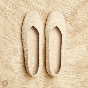 Ploché Topánky VIVAIA Squared-Toe Terry Knit Margot Damske Krém Biele | UIN-2029