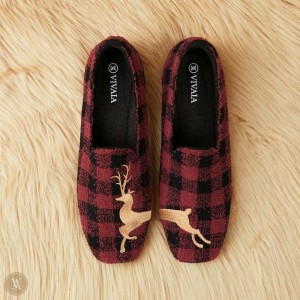 Mokasíny VIVAIA Squared-Toe Terry Knit Samantha Damske Červené | XXN-8972