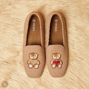 Mokasíny VIVAIA Squared-Toe Terry Knit Samantha Damske Nutmeg - Bear | RKF-0606