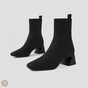 Čižmy VIVAIA Square-toe Water Repellent Regina Damske Čierne | RBD-1617