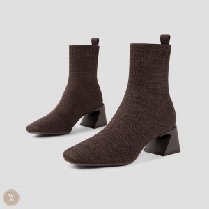 Čižmy VIVAIA Square-toe Water Repellent Regina Damske Tmavo Čokoláda | CPZ-7090