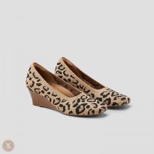 Podpätky VIVAIA Square-toe Wedge Margot Wedge Pro Damske Tmavo Leopardie | KBK-8798