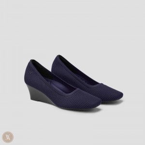 Podpätky VIVAIA Square-toe Wedge Margot Wedge Pro Damske Námornícka Modrá | OMB-2793