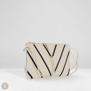 Tasky VIVAIA Lucy - Ivory Chevron Damske Biele | ZRN-9342