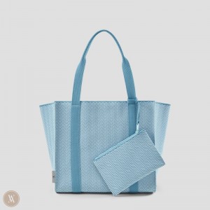 Tasky VIVAIA Sarah-Smoky Blue Chevron Damske Modre | OAA-8765